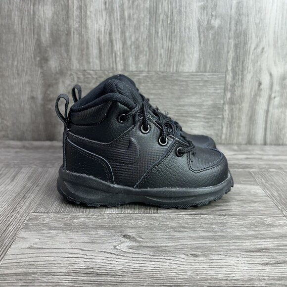 Nike Manoa LTR Infant 6c Triple Black Hightop Shoes - Picture 1 of 8
